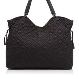 Tory Burch black quilted diaper bag